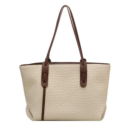 Image of Womens Fashion Luxury Large Leather Woven Leather Tote Handbag Shoulder Bag Women Top Handle Satchel Handbag Work