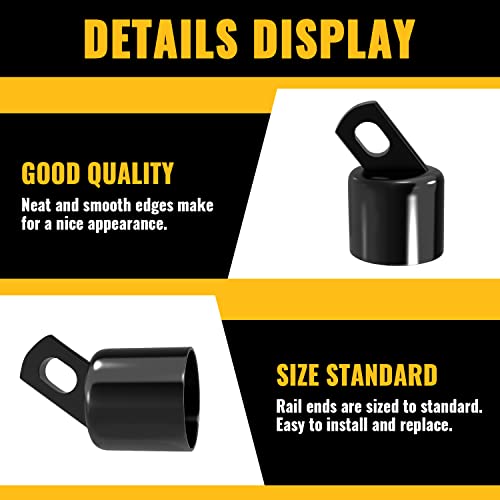 1-5/8\" Black Rail End Cap, VIVIDA Chain Link Fence Top Rail End, Black Powder Coated, for 1-5/8\" OD Post/Pipe, 2 PCS