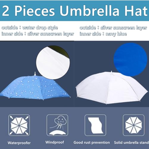 Generic USYLD-16 2 Pcs Umbrella Hat For Adult, 36.2 Inch Diameter Fishing Umbrella Hat Folding Adjustable Sun Rain Cap thumb #2