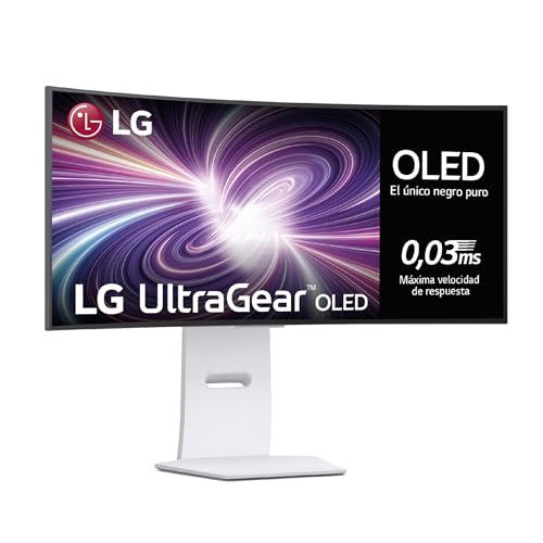LG 34GS95QE-W - Monitor Gaming Ultragear, 34', OLED WQHD, (3440x1440), 21:9, 240 Hz, 0,03 ms, Clasificación F, Tecnología Micro Lens Array +, DisplayHDR True Black 400, Blanco