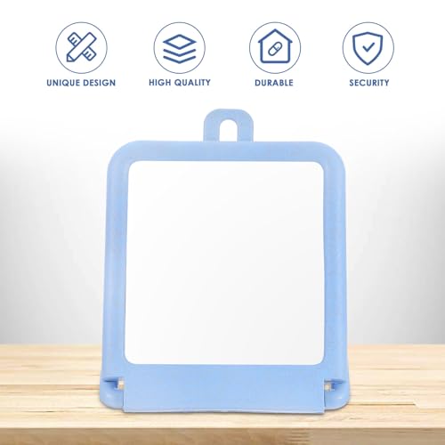 Espejo para maquillaje con soporte azul para baño y escritorio miniatura 4