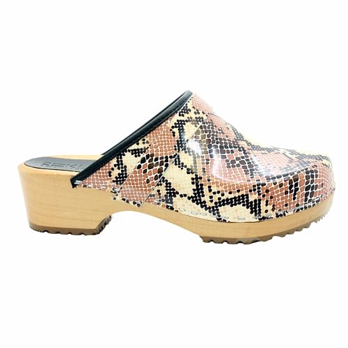 Image of Bjork Maja Wood Open Back Leather Clogs