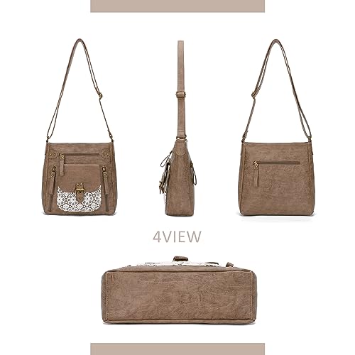 Image of Crossbody Bags for Women Medium PU Leather Multi Pocket Shoulder Purses