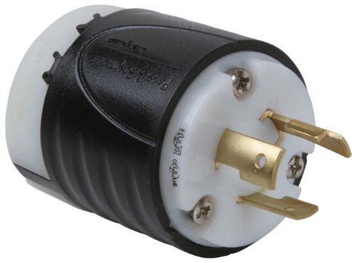 Legrand Pass & Seymour L620PCCV3 Turnlok Industrial Spec Grade Locking Plug, 20 Amp 250V, NEMA L6-20P, Black/White (1 Count) by Pass & Seymour - Used condition - CA$11.07