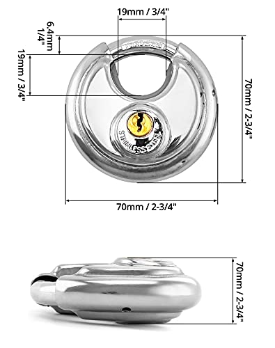 Qwork CA5123 Disc Locks, 1 Pack Heavy Duty Steel Keyed Padlock Disc Storage Locks For Storage Unit thumb #5
