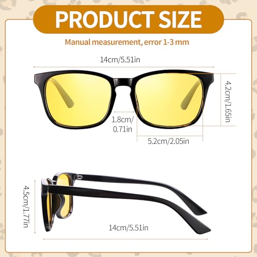 Image of JATEBI 3 Pcs Driving Glasses Women for Night Vision Square Anti Glare Glasses UV400 Protection Yellow Polarized Eyewear