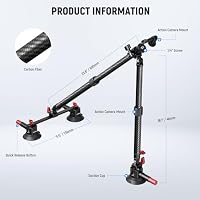 NEEWER Autohalterung Set mit drei Saugnäpfen, Kamerahalterung aus Kohlefaser mit Action Kamera Adapter, NATO Schiene und 60cm Verlängerungsstange kompatibel mit GoPro Insta360, max Belastung 1kg CA136 – Ansicht 7