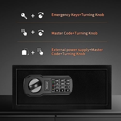 Songyung Fire Resistant Safe Box With Fireproof Waterproof Bag And Sensor Light,0.7 Cubic Feet Money Safe With Emergency External Power Supply,Electronic Digital Security Safe #TOP2