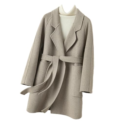 Veste en cachemire pour femme luxe en tweed double face avec ceinture élégante