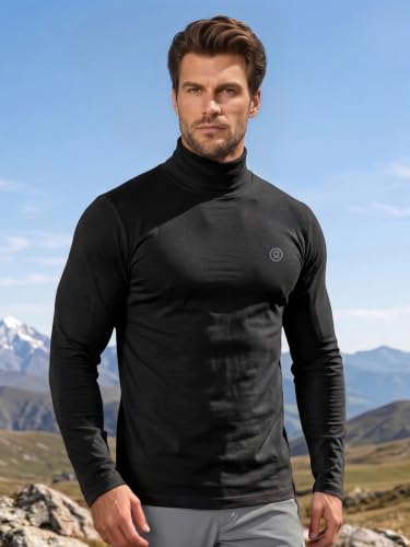 Image of CHKOKKO Winter Wear Cotton Plain Full Sleeve Turtle Neck Regular Fit T Shirt For Men