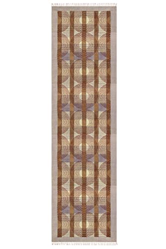 Tapis de bain bohème coton lavable grand format marron 1,5x1,5m