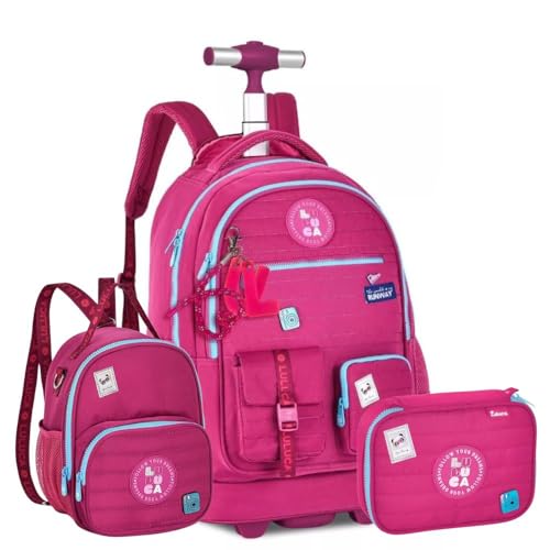 Kit Mochila Luluca de Rodinhas Nylon e Matelassê Com Lanceira e Estojo 33 Litros