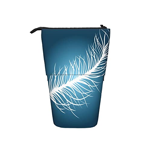 Astuccio telescopico con piume astuccio portamatite portatile con bianche su sfondo grazioso organizer per matite Colore 1 Taglia unica azzurro