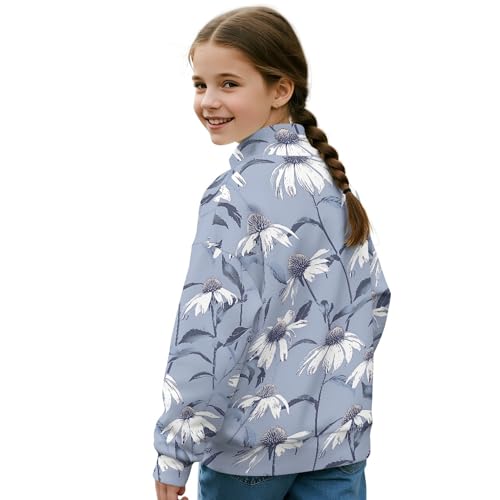 Image of AmzPrint Girls Graphic Quarter Zip Coat Long Sleeve Lightweight Oversized Athletic Running Hoodies For Kids Teen Girls