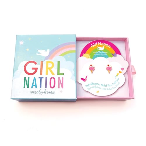 GIRL NATION Cutie Enamel Stud Earrings for Girls Ages 5 and Up, Hypoallergenic Earrings in Ice Cream Dream Design4
