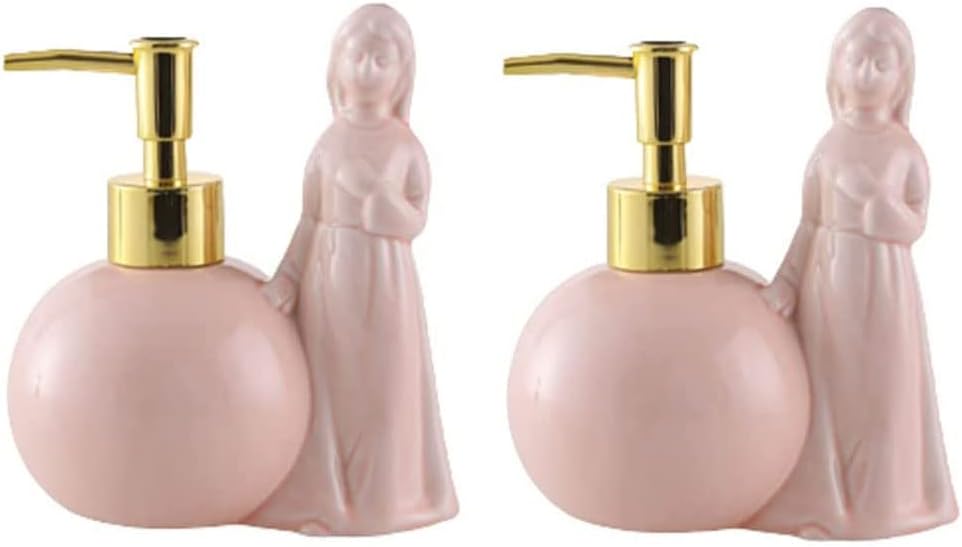 Large Capacity Ceramic Refillable Soap Dispenser Liquid Dispensers with Metal Leak-Proof Pump Bathroom Lotion Bottle Soap Pump 250ml/ 8.5oz Lotion Bottle (B 2 Pack)