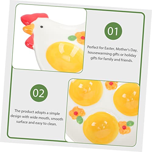 Aboofan 4Pcs Three Compartment Egg Tray Ornament Container Fresh Egg Holder Deviled Egg Holder Deviled Egg Plate Adorable Egg Holder Egg Display Plate Decorative Egg Display Plate Yellow #TOP7
