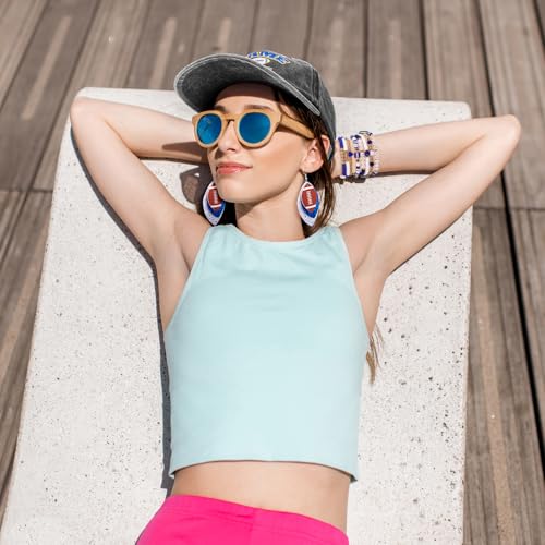 10 Pcs Football Game Day Accessories for Women Set, Embroidered Football Hat, Beaded Bracelets and Earrings3