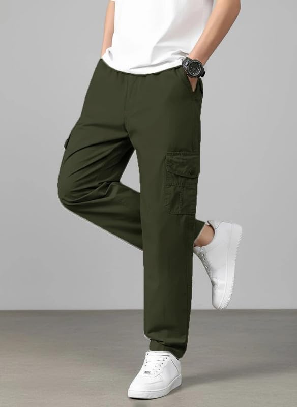 Image of Men's Cotton Cargo Pants | Stylish Multi-Pocket Casual Look-