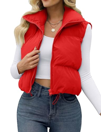 JZC Women's Crop Puffer Vest Lightweight Sleeveless Jacket 2025 Fashion Winter Outerwear Padded Gilet