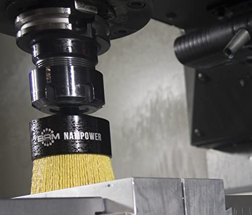 Image of BRM AEB20010080 NAMPOWER End Brush, 2 inch Diameter, 5.250 inch OAL, 80 Grit, Ceramic Abrasive Filament