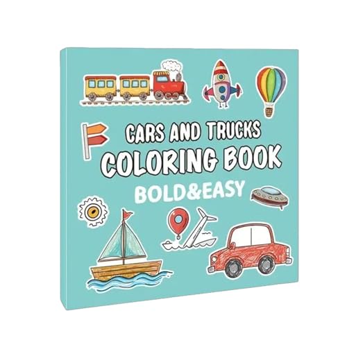 Libro para colorear de coche - Libro de dibujo de camión, divertido libro para colorear de coches para relajarse, libro de colorear de vehículos para niños, dibujo de dibujos animados educativos