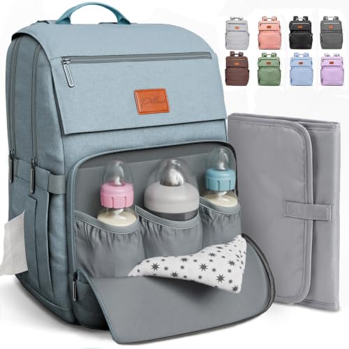 Image of Baby Shower Gifts Diaper Bag Backpack - Large Capacity Baby Bag Backpack, Wide Opening & Easy Access Stylish Baby Diaper Bag - Waterproof, Durable, Travel-Friendly Organizer w / Foldable Changing Pad