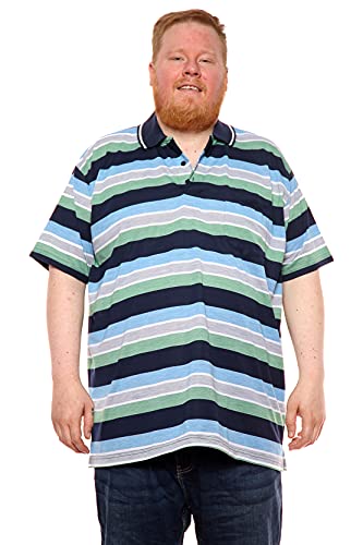 Brooklyn Imports LTD Big Size Striped Polo Shirts Big and Tall 2XL-8XL King Size Fit Short Sleeve Button Collar (2406 - Navy/Green/White, 6XL)