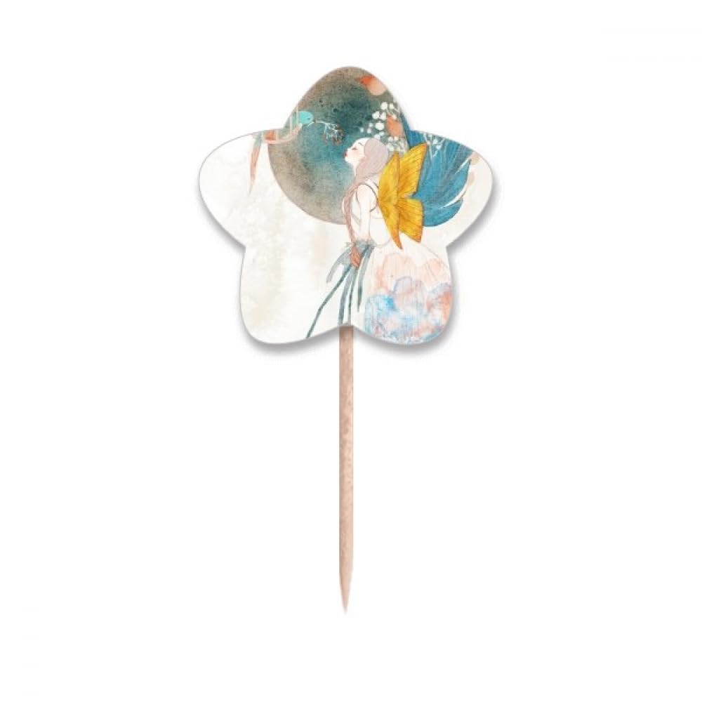 Cure-dents en forme d'aile style chinois classique avec drapeaux étoiles pour cocktail chic
