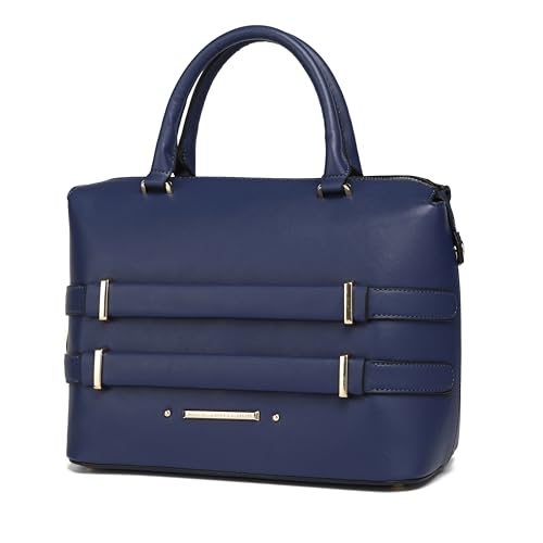 MKF Collection Bolsa feminina de couro vegano com alça superior da Mia K, Leila azul-marinho, Large