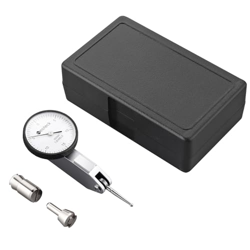 Neoteck Dial Test Indicator with Storage Case, 0-0.03"/0.0005" Test Indicator with 2 Steel Dovetail Clamps 3/8'' and 5/32'' for Machine Set-Up, Narrow Area Measurement