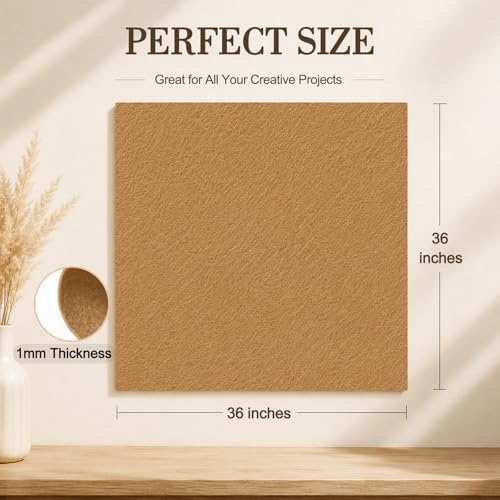 Image of Tan Large Felt Fabric 36 inch x 36 inch (1 Square Yard), 1mm Stiff Felt Sheet, Nonwoven Fabric for Crafts, DIY Projects, Art, Sewing, Lining & Decorations