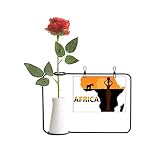 Beauty Gift África mapa sabana elefante fauna artificial rosa flor colgante jarrones decoración botella