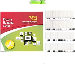 48-Pairs(96 Strips) Small Picture Hanging Strips Heavy Duty,Hook and Loop Tape, Decorate Damage-Free Perfect for Wall Art Hanging Frames, Posters
