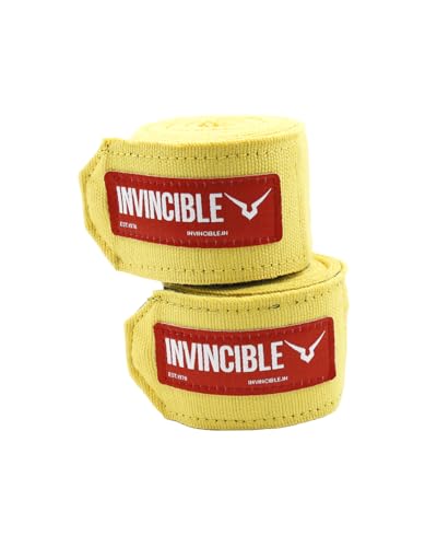 Image of Invincible Mexican Style Semi-Stretch Hand Wraps Yellow 4.5 Meter