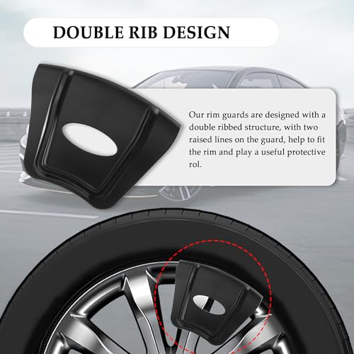 2PCS Rim Protector for Car Wheels,Double Convex Rib Non-Slip Edge Rim Protector Rim Guards for Car Rims,Universal Tire Removal Tool Fits Cars Motocycles Trucks SUVs Bikes (Black)