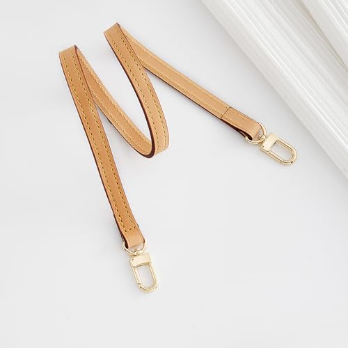 Image of Genuine Vachetta Leather Strap for Bag,Shoulder Purse Strap Replacement Fit for Felicie Pochette (BEESWAX-Width:0.43in&Length:25.6in,Double Buckles)