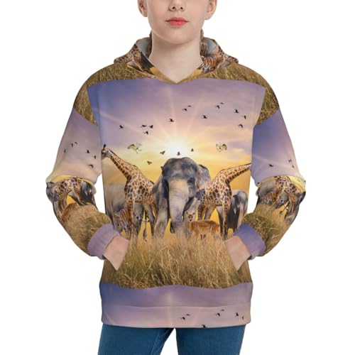 Wildlife Protection Kid Hoodies Boys Sweatshirts Girls Pullover with Pocket