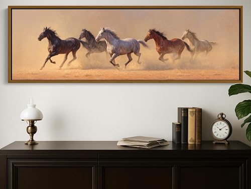 Tableau mural Chevaux sauvages TONGYINLI toile panoramique 30x90 cm