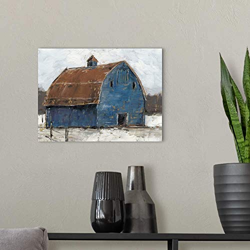 Greatbigcanvas Blue Barn I Canvas Wall Art Print, Barn Home Decor Artwork, 16"X12" #TOP3