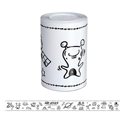 KeZheXi Tapetenbordüre selbstklebend Planet UFO 10X500CM zum Aufkleben für Wohnzimmer Küche Badezimmer Abnehmbare Wasserdicht Bodenleiste PVC Dekorative Bordüre Cover
