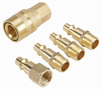 Central Pneumatic 5 Piece Solid Brass Industrial Quick Coupler Set
