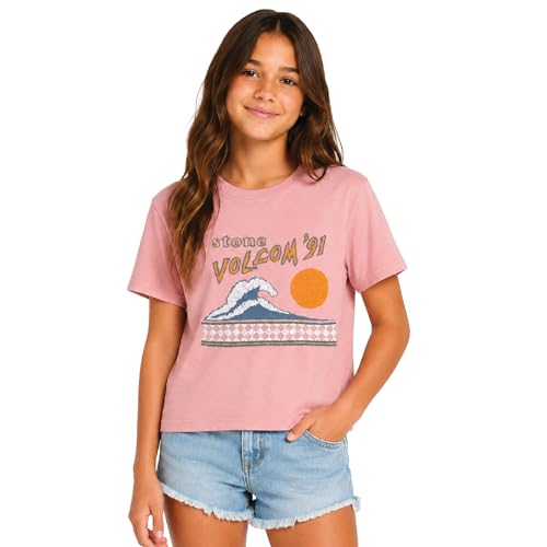 Image of Volcom Girls Shirts - Casual Crewneck Short Sleeve Graphic Tee Trendy Tops - Breathable Girls Summer Clothes
