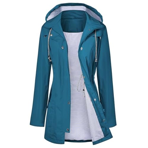LOMON Raincoat Women Waterproof Long Hooded Trench Coats Lined Windbreaker Travel Jacket S-XXL