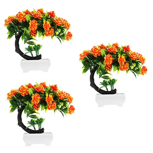 LIFKOME 3 Piezas De Peonías Artificiales En Maceta Árbol Bonsái Decorativo Planta Falsa En Maceta para Decoración del Hogar Y Fiestas.