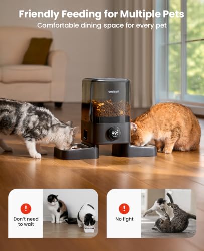 Image of oneisall Cordless 2.4Ghz WiFi Automatic Cat Feeder for 2 Cats, Rechargeable 100-Day Battery Operated Auto Cat Feeder, 20 Cups /5L Timed Cats Food Dispenser Automatic for Large Kibble, Smart App Control
