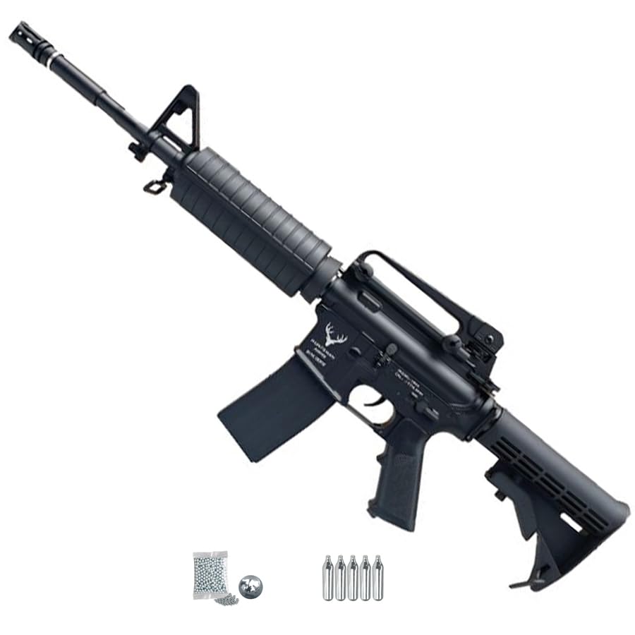Carabina Huntsman Arms M4 Carbine CO2 (4,5mm) | Pack Que Incluye: Rifle Tipo metralleta semiautomática de Aire comprimido + CO2 + balines (Bolas de Acero BB's)
