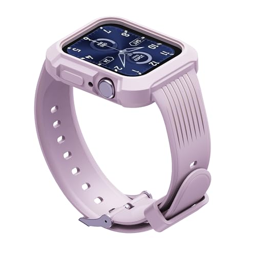 Bands Compatible with Apple Watch 42mm 44mm 45mm Series 9 8 7 6 5 4 3 2 1 SE SE2 Replacement Strap for iWatch Sports Bands with Case Men Women (Pink)