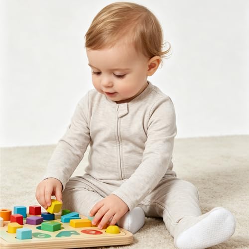Image of Aablexema Baby Footie Pajamas with Mittens - 3Pcs Infant Cotton Footed One Piece Sleepwear Outfits