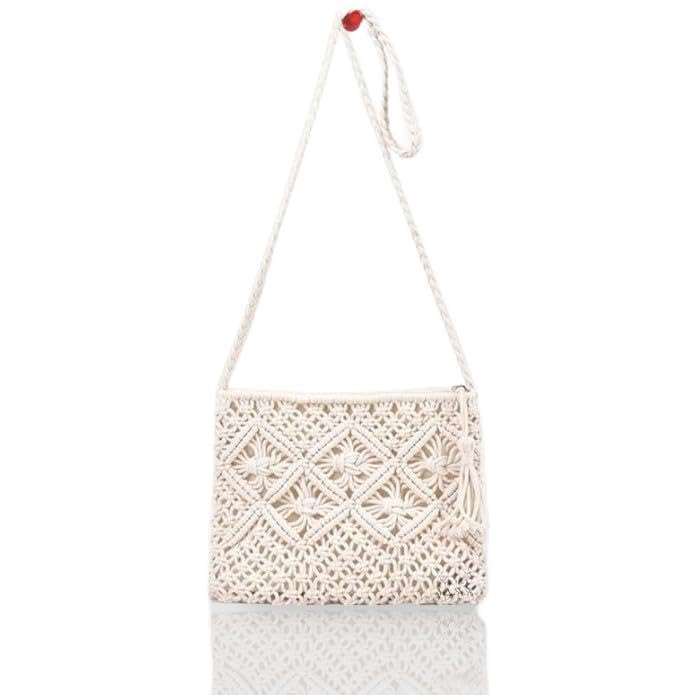NOBEL HANDICRAFT Handmade Crocheted Crossbody Purse with Tassel for Women, Women Macrame Shoulder Bag, Simple Hollow Beach Bag,White, (B0D5VWYCG5) Amazon Price History, Amazon Price Tracker